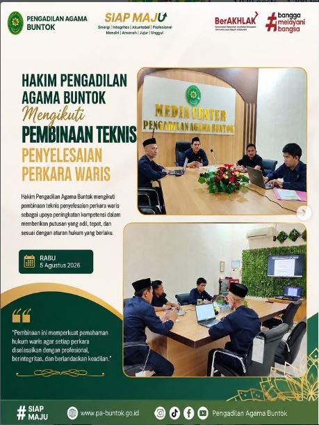 Hakim PA Buntok Ikuti Pembinaan Teknis Penyelesaian Perkara Waris  I  (5/8/2026)