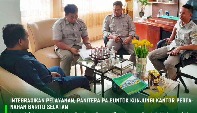 Integrasikan Pelayanan Panitera Pa Buntok Kunjungi Kantor Pertanahan Barito Selatan 16 Agustus