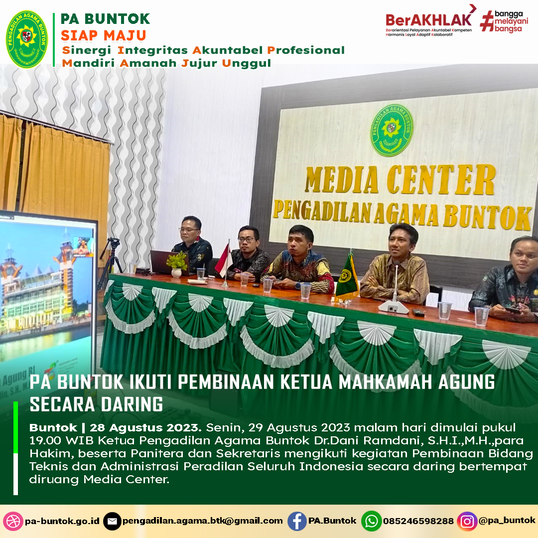 Pa Buntok Ikuti Pembinaan Ketua Mahkamah Agung Secara Daring Pengadilan Agama Buntok