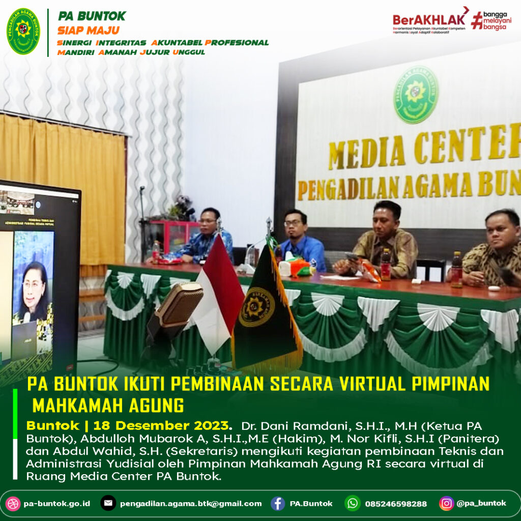 Pa Buntok Ikuti Pembinaan Secara Virtual Pimpinan Mahkamah Agung Pengadilan Agama Buntok