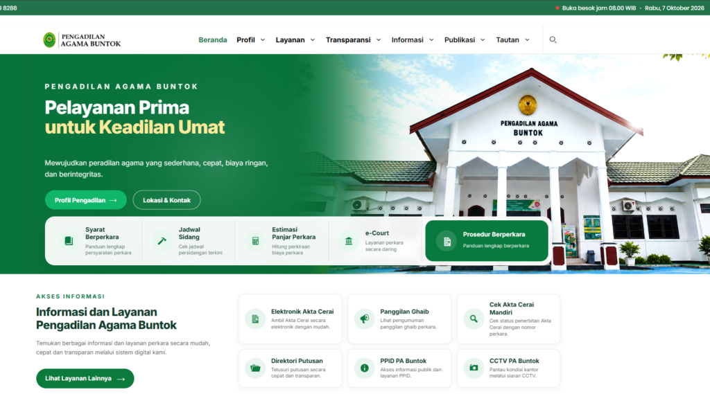 Website Baru Pengadilan Agama Buntok  I  (7/10/2026)
